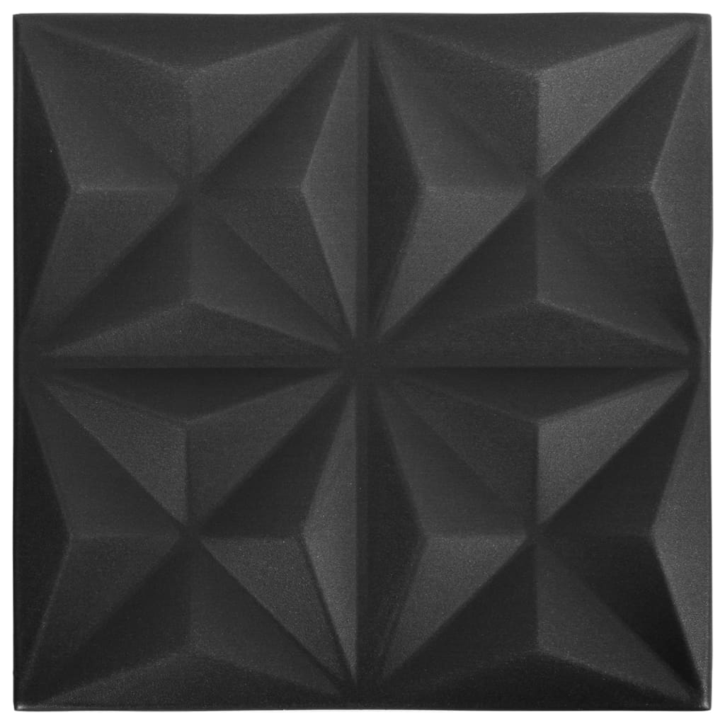 3D Wall Panels 24 pcs 50x50 cm Origami Black 6 m²