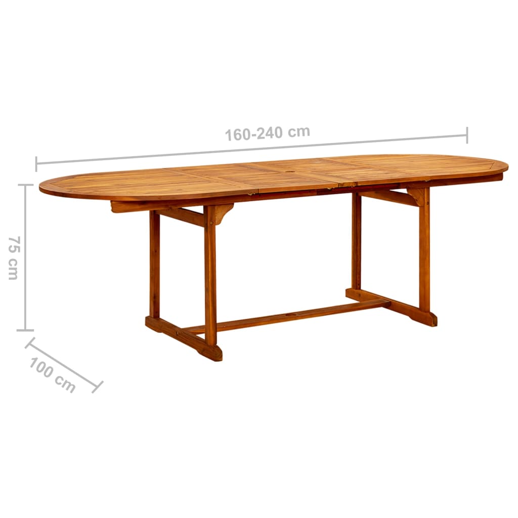 Table à dîner de jardin (160-240)x100x75cm Bois d'acacia massif