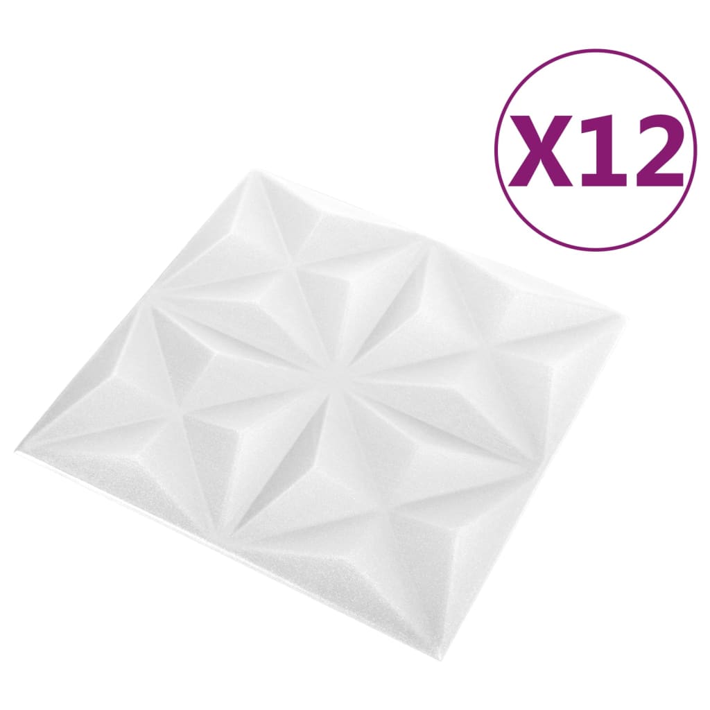 3D-Wandpaneele 12 Stk. 50x50 cm Origami Weiss 3 m²