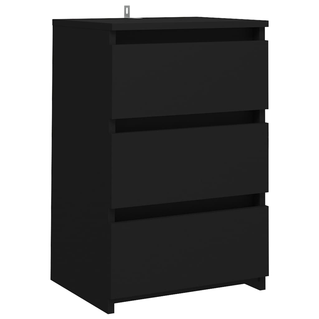 Bed Cabinet Black 40x35x62.5 cm Chipboard