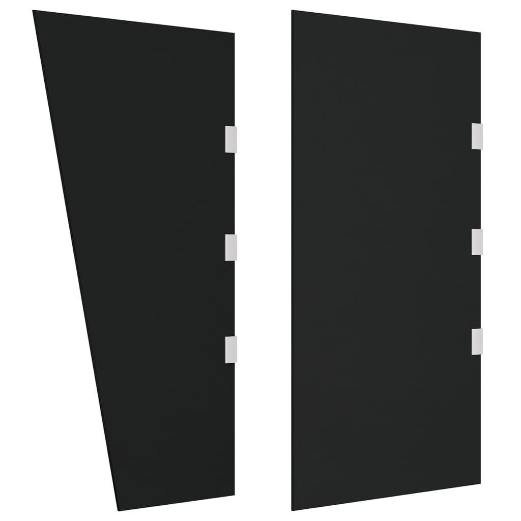 2 Piece Side Panels for Door Canopy Black Tempered Glass