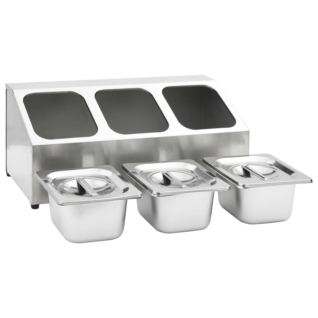 Gastronorm Container Holder with 3 GN 1/6 Pan Stainless Steel