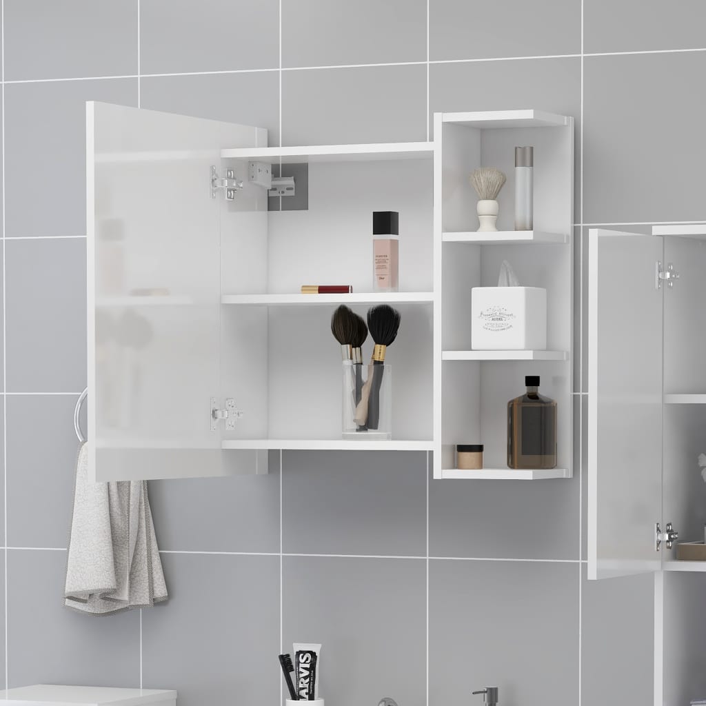 Bathroom Mirror Cabinet High Gloss White 62.5x20.5x64 cm Engineered Wood