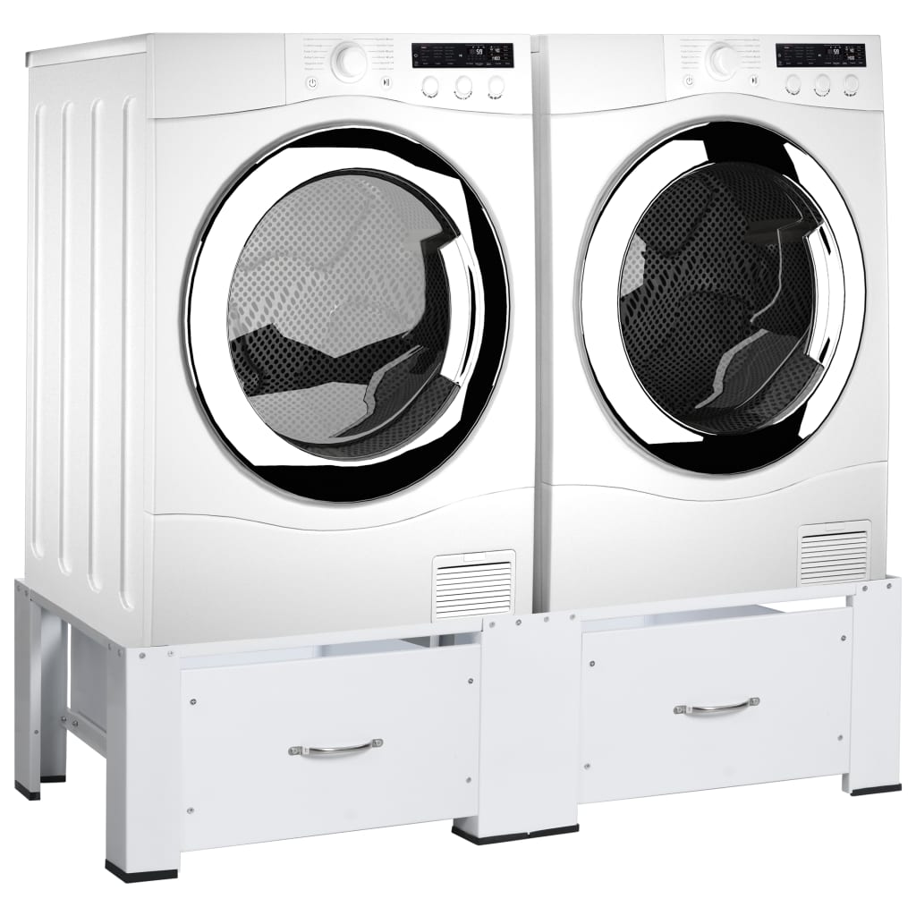 Double Washing and Drying Machine Pedestal with Drawers White