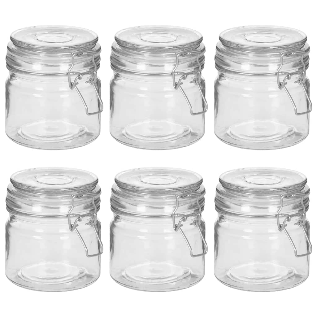 Storage Jars with Clip Closure 6 pcs 500 ml