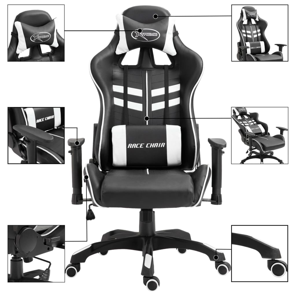 Gaming Chair White Faux Leather