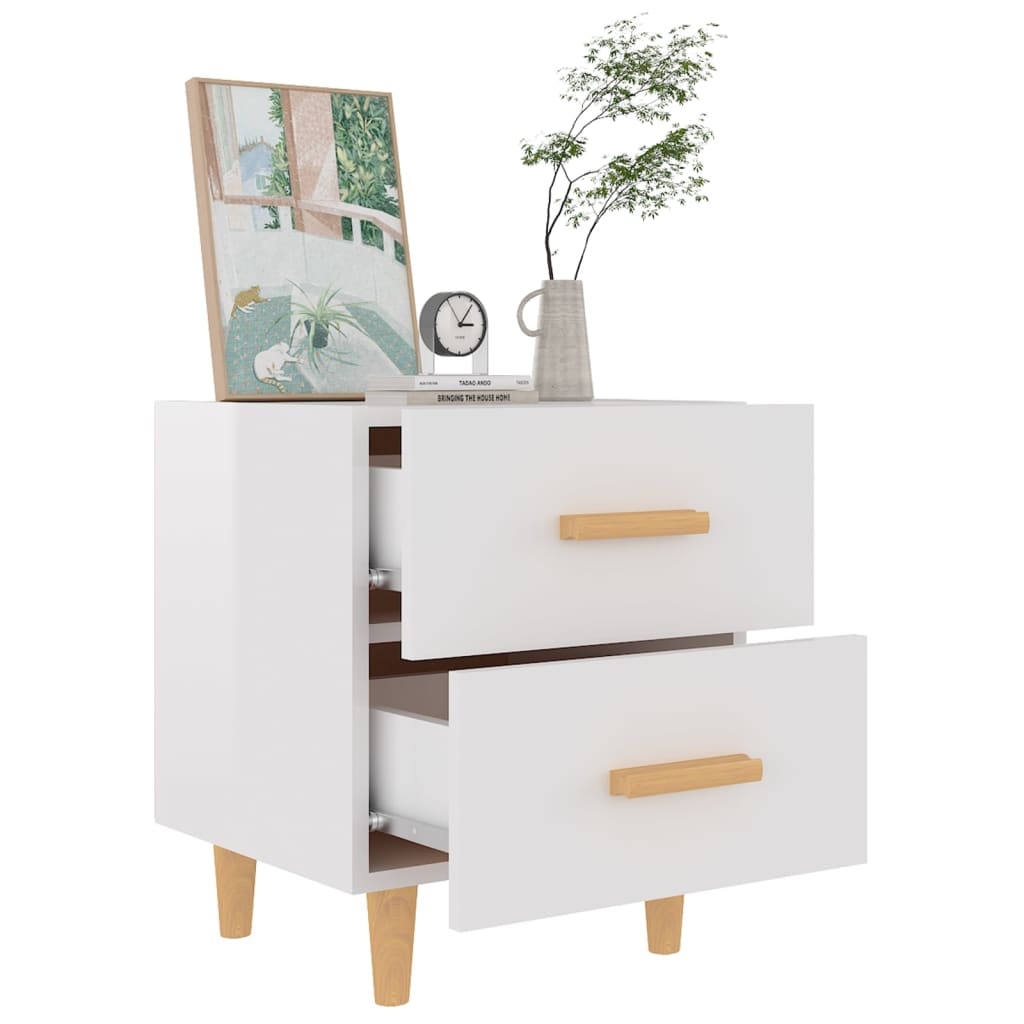 Bed Cabinet High Gloss White 40x35x47.5 cm