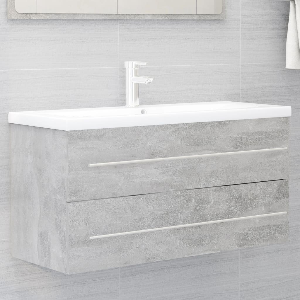 2 Piece Bathroom Furniture Set Concrete Grey Engineered Wood