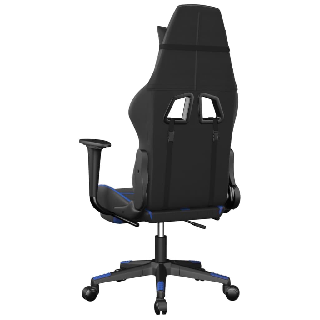 Gaming Chair with Footrest Black and Blue Faux Leather