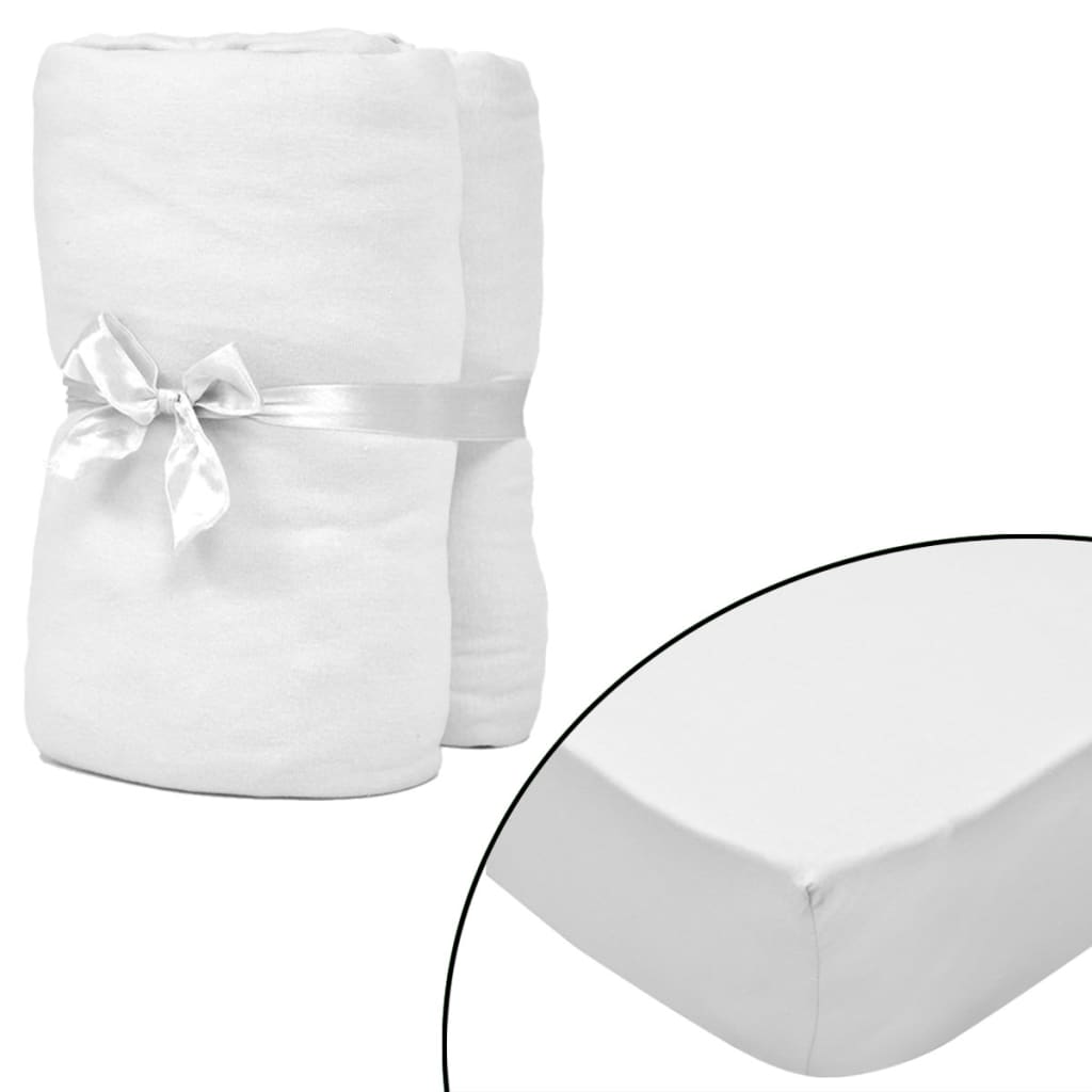 2 pcs Fitted Sheets for Mattress 90x190/100x200cm Cotton Jersey