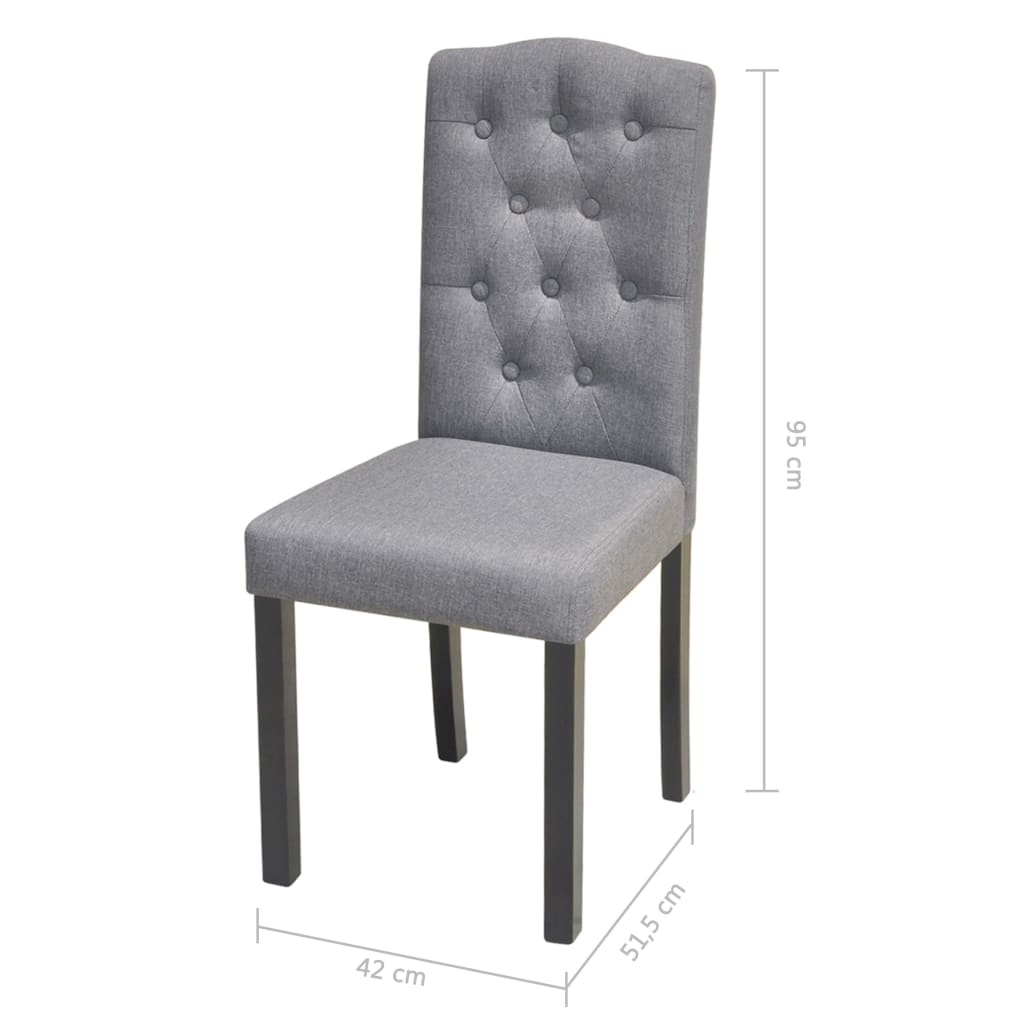 6 Dining Chairs Fabric Upholstery Dark Grey