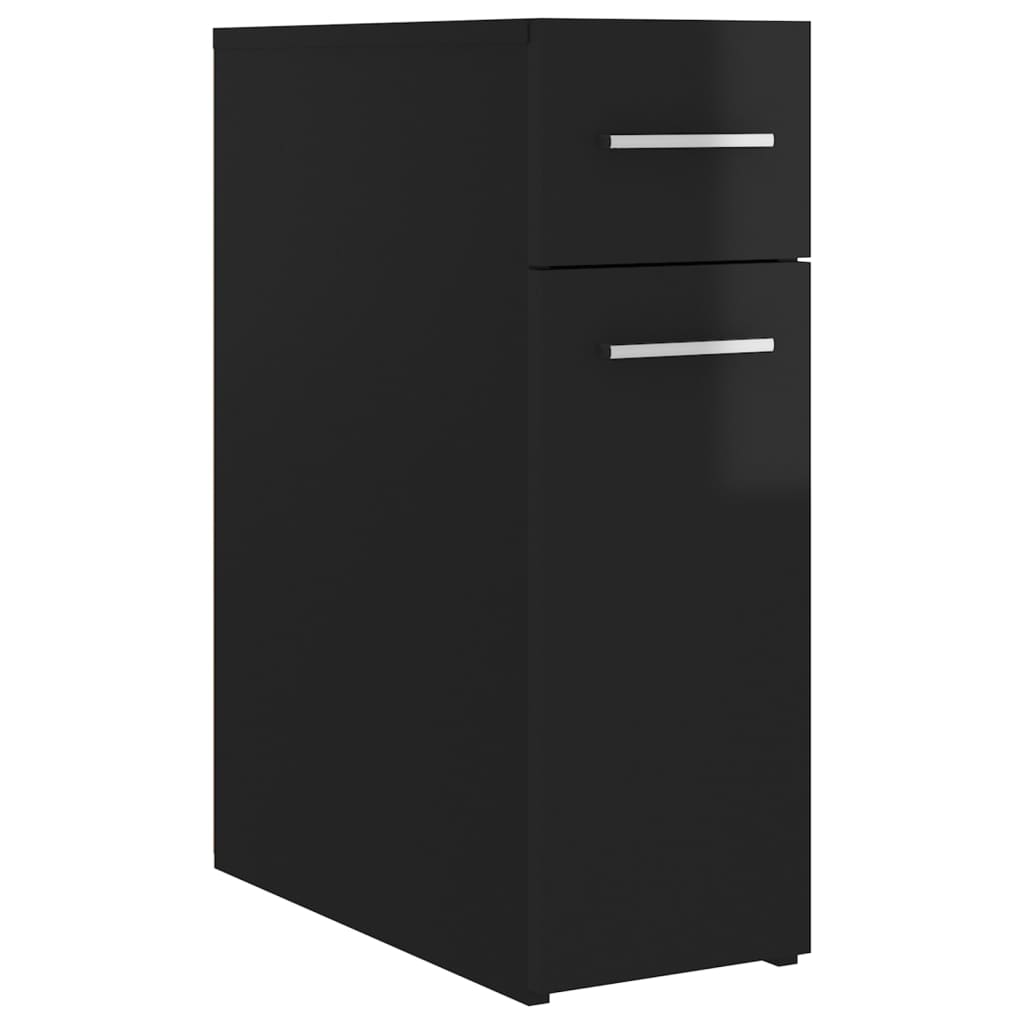 Apothecary Cabinet High Gloss Black 20x45.5x60 cm Engineered Wood