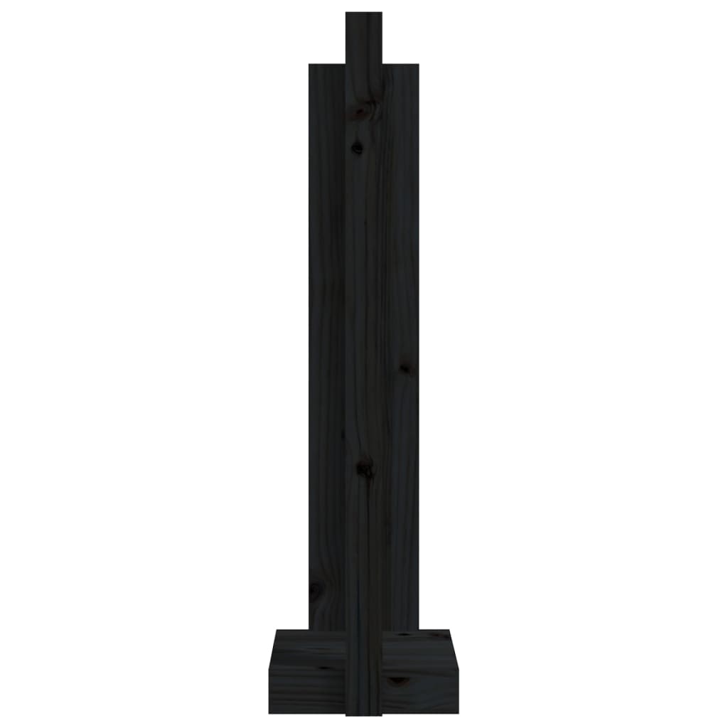 Log Holder Black 33.5x30x110 cm Solid Wood Pine
