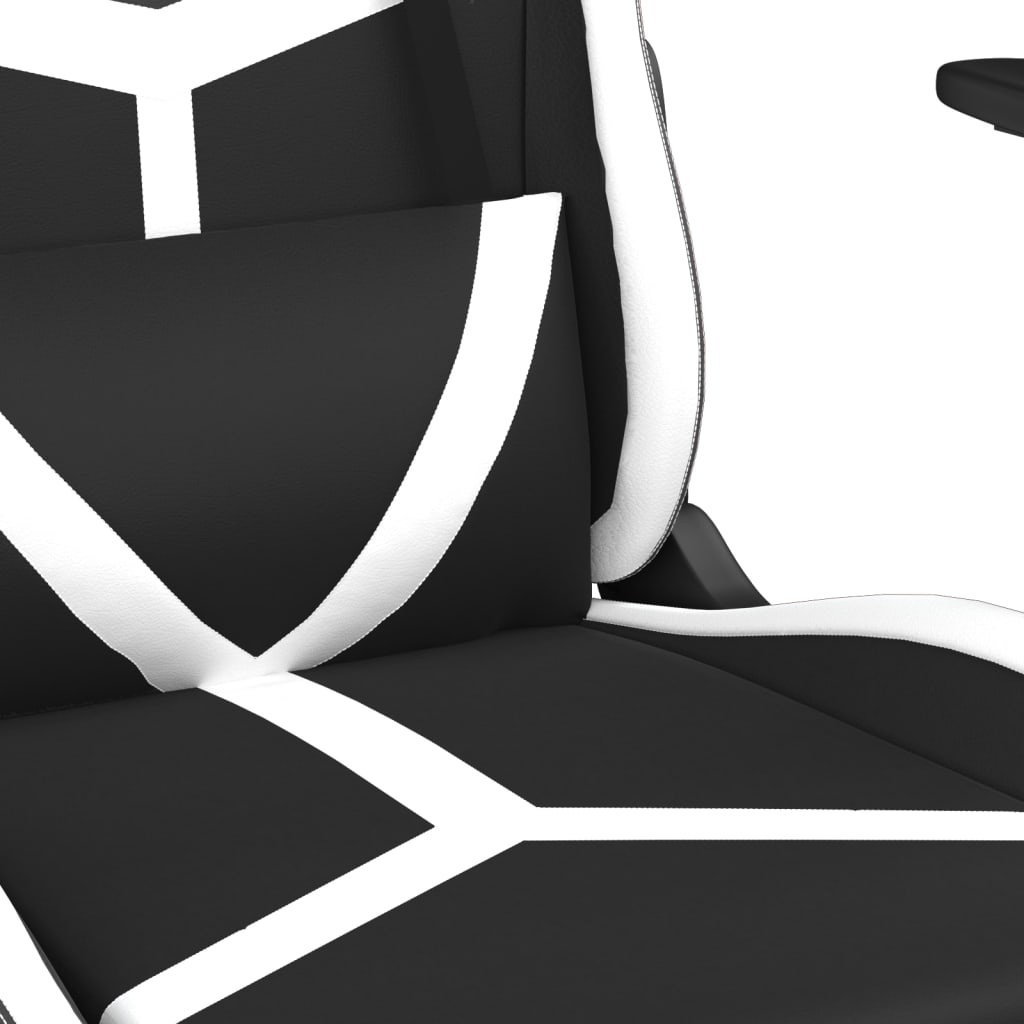 Chaise de jeu avec repose-pied Noir et blanc Similicuir