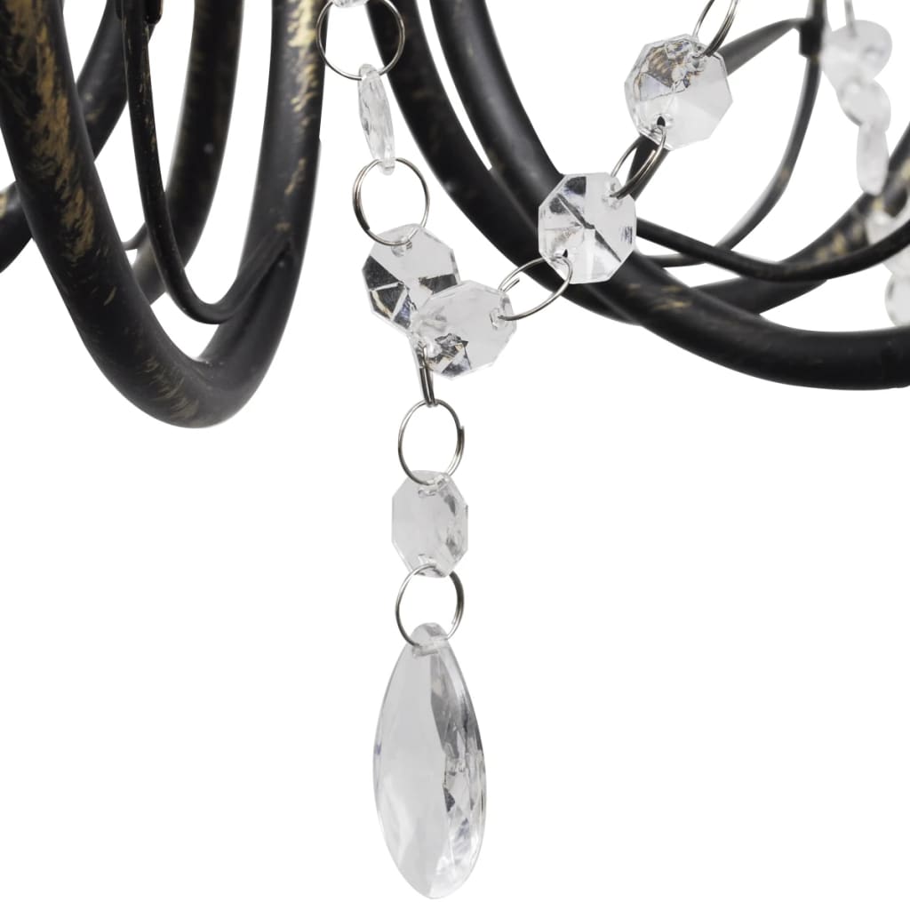 Art Nouveau Style Black Chandelier Crystal Beads 3xE14 Bulbs