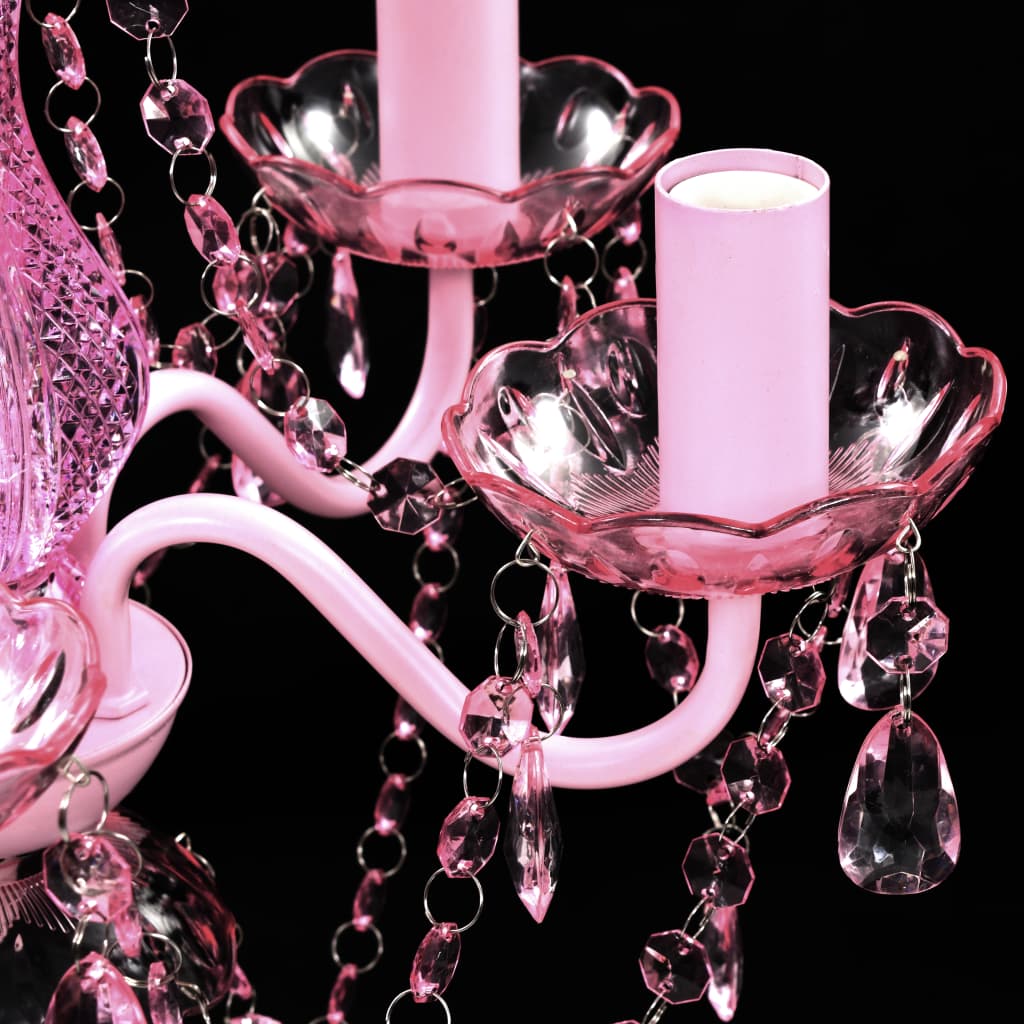 Lustre avec 5 ampoules Crystal rose