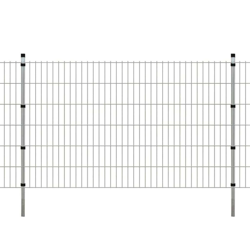 2D Garden Fence Panel & Posts 2008x1230 mm 2 m Silver