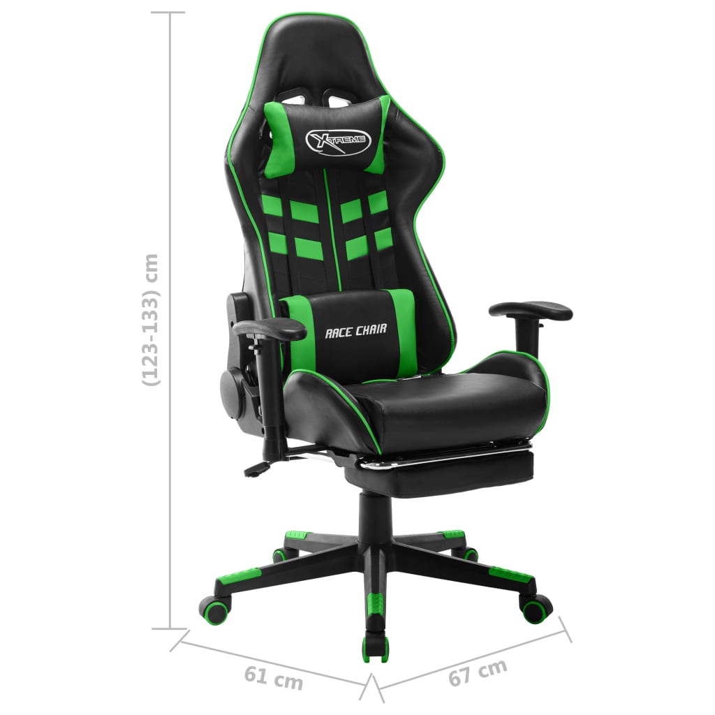 Gaming-Stuhl mit Fussstütze Schwarz und Grün Kunstleder