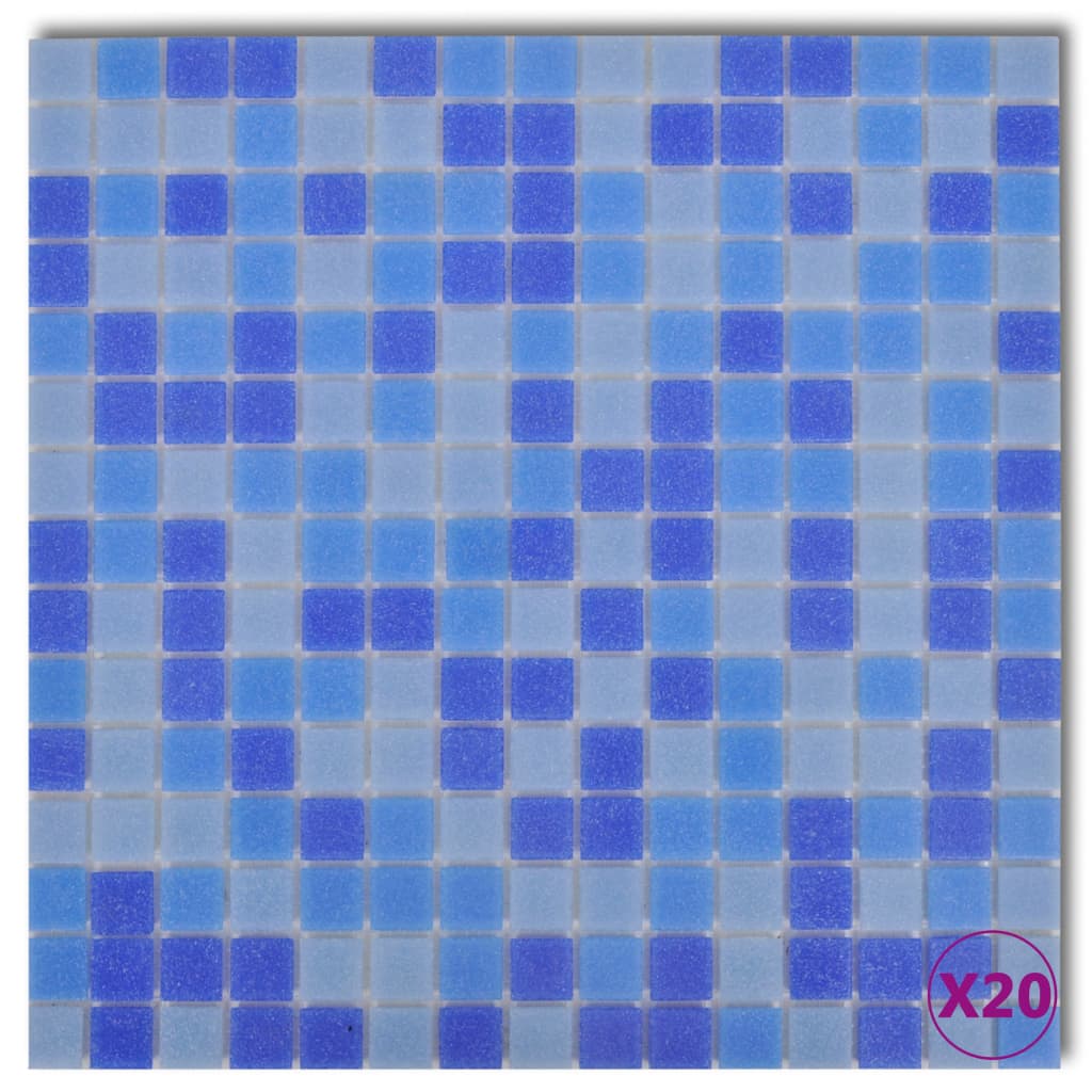 20x Glass Mosaik Fliesen Blau-weiss 1,8 qm