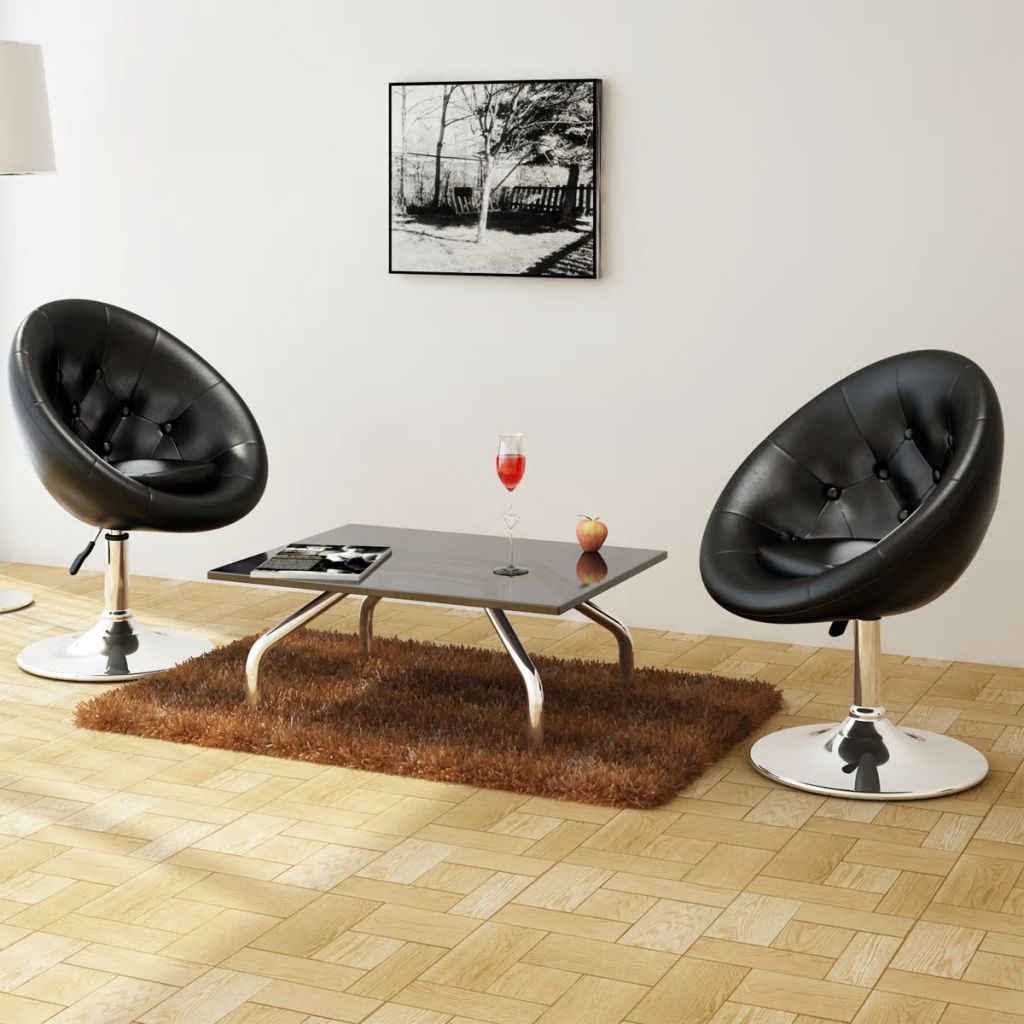 Bar Chairs 2 pcs Black Faux Leather