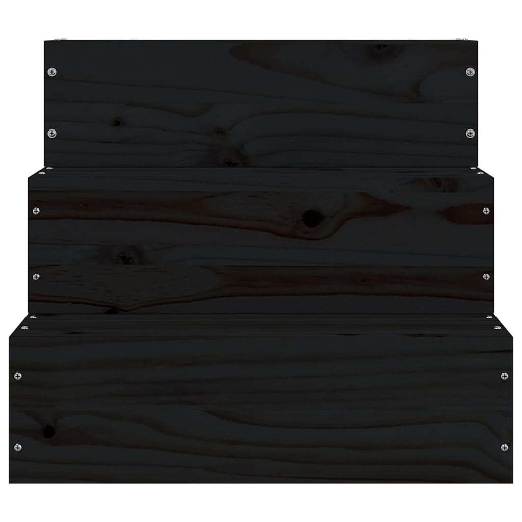 Haustiertreppe Schwarz 40x37,5x35 cm Massivholz Kiefer