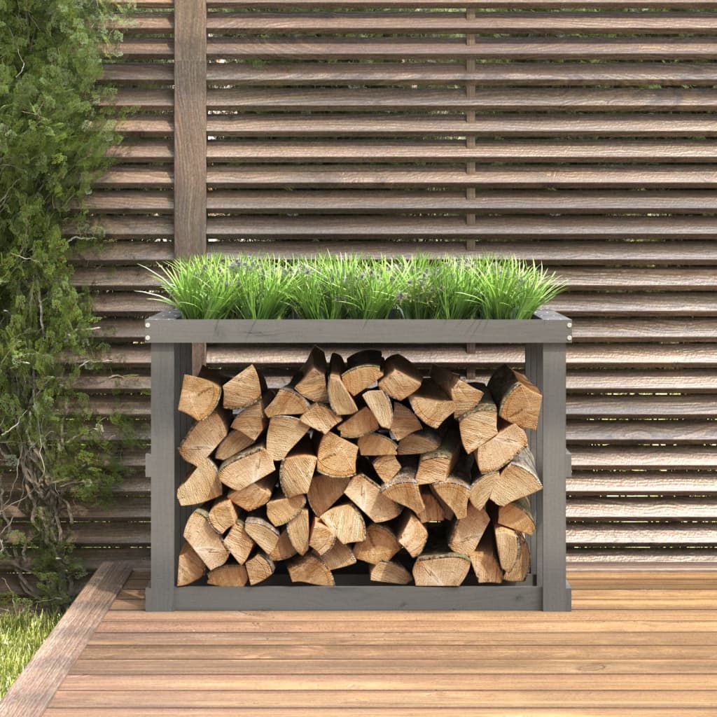 Outdoor Log Holder Grey 108x52x74 cm Solid Wood Pine