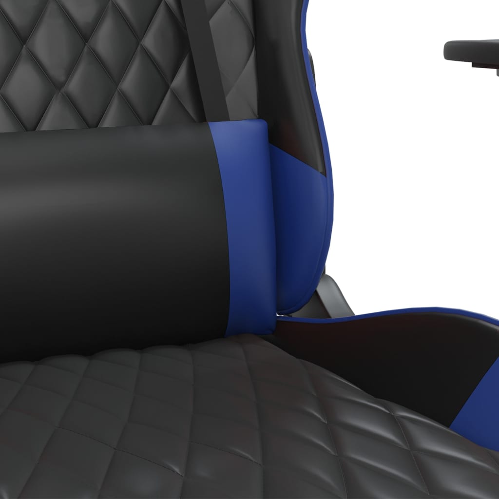 Chaise de jeu avec repose-pied Noir et bleu Similicuir