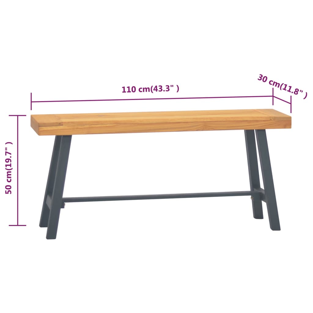 Bank 110 cm Massivholz Teak