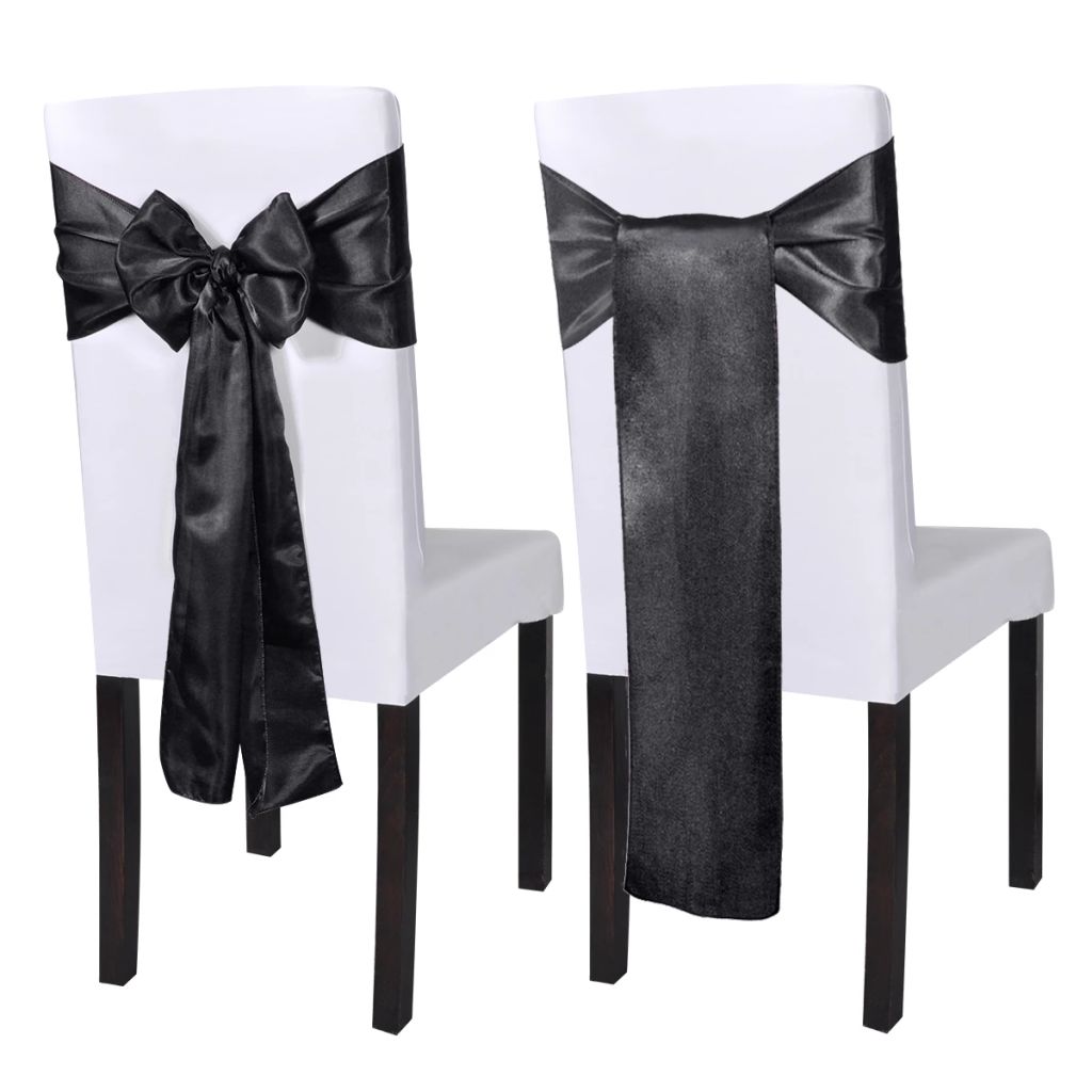 25 nœuds de chaise décoratifs en satin noirs