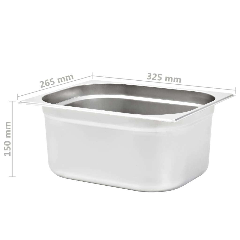 Gastronorm Containers 2 pcs GN 1/2 150 mm Stainless Steel