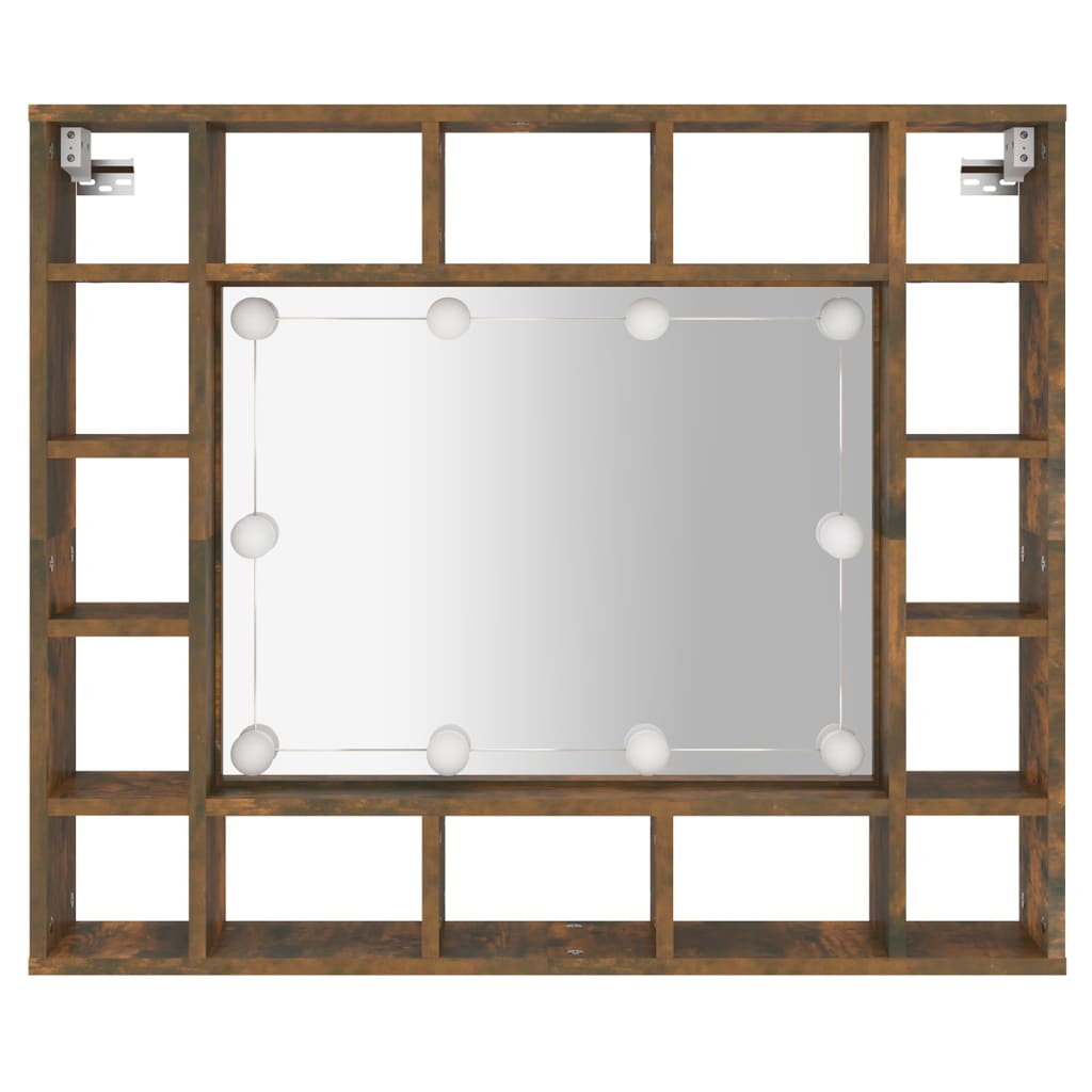 Armoire à miroir avec LED Chêne fumé 91x15x76,5 cm