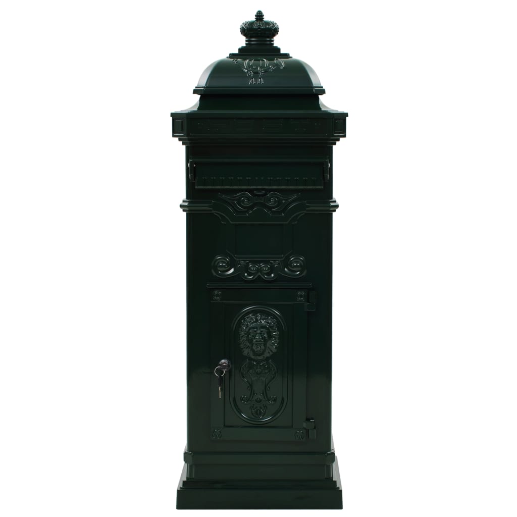 Pillar Letterbox Aluminium Vintage Style Rustproof Green