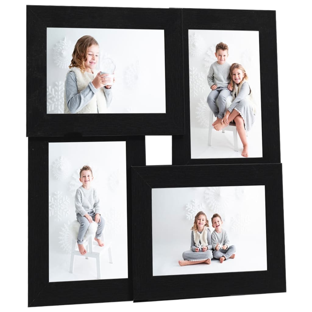 Collage Photo Frame for 4x(13x18 cm) Picture Black MDF