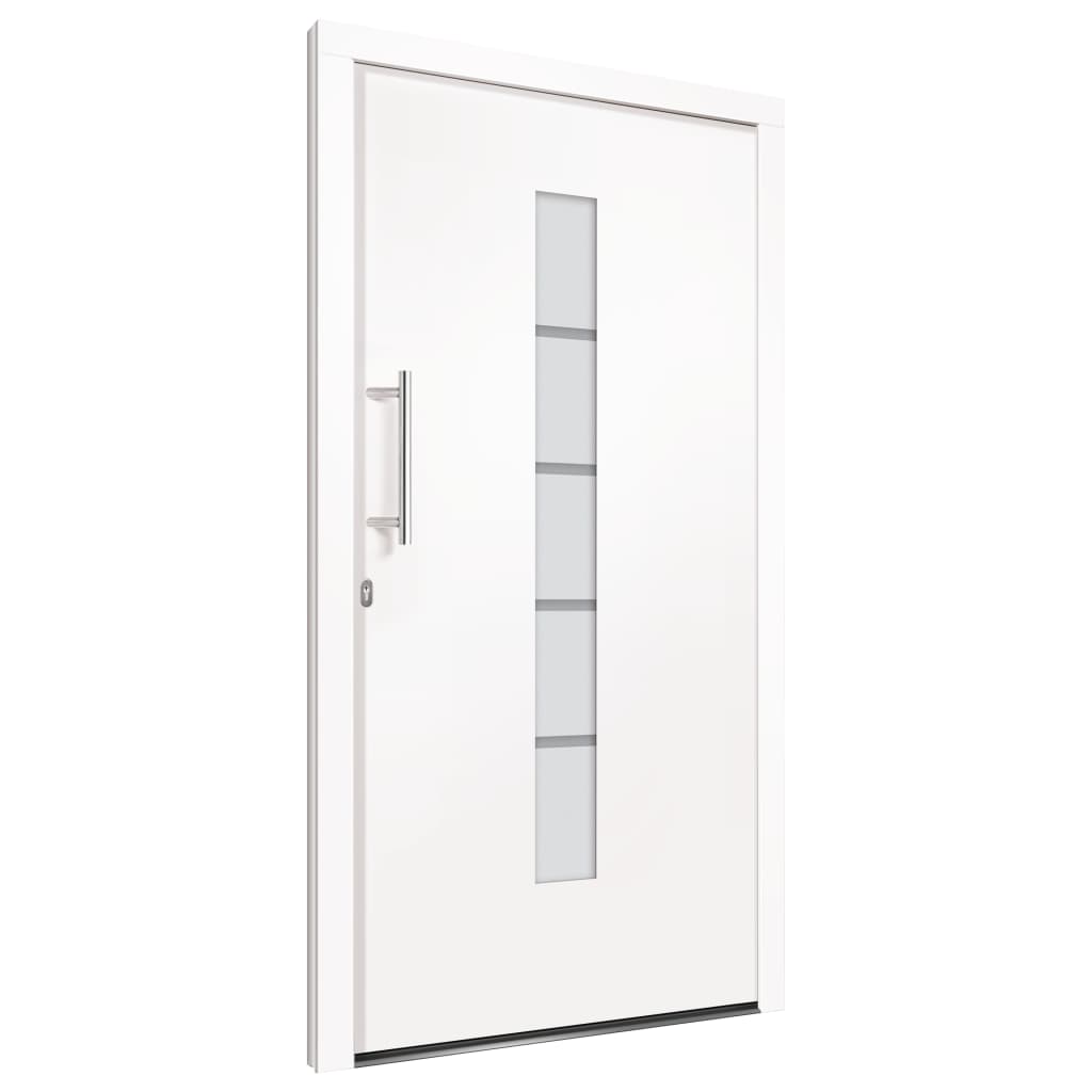 Front Door Aluminium and PVC White 100x210 cm