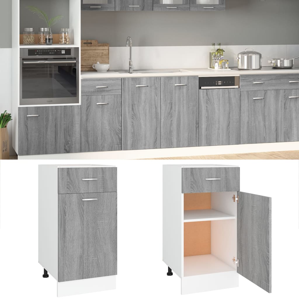 Drawer Bottom Cabinet Grey Sonoma 40x46x81.5 cm Engineered Wood