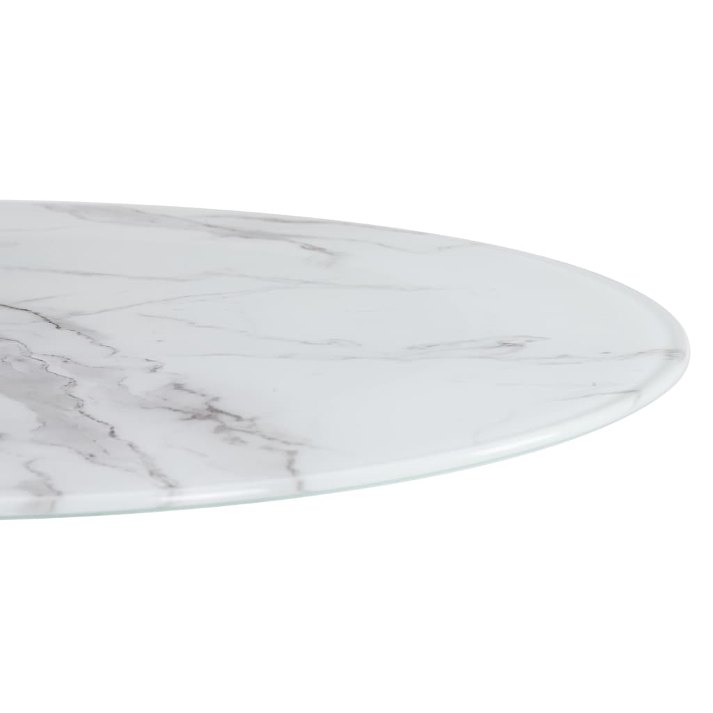 Dessus de table Blanc Ø50 cm Verre avec texture de marbre