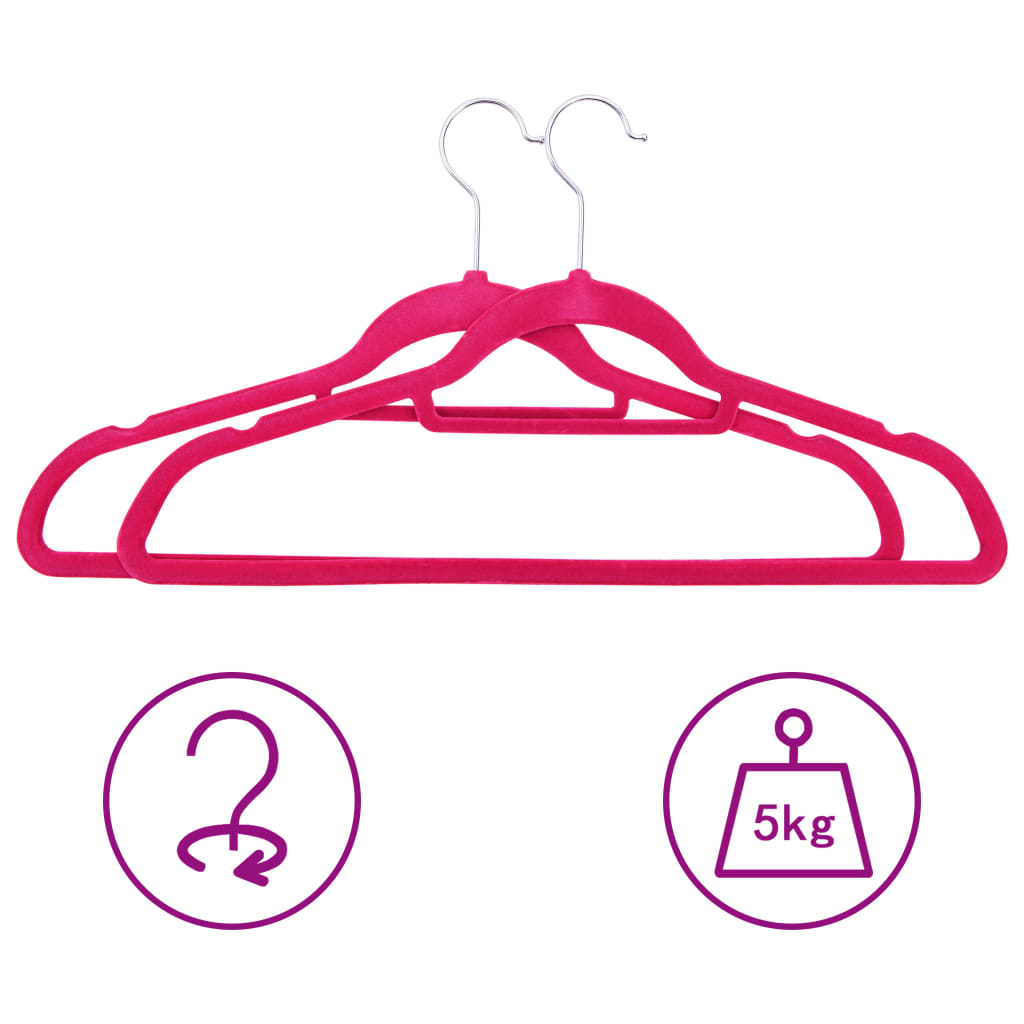 20 pcs Clothes Hanger Set Anti-slip Pink Velvet