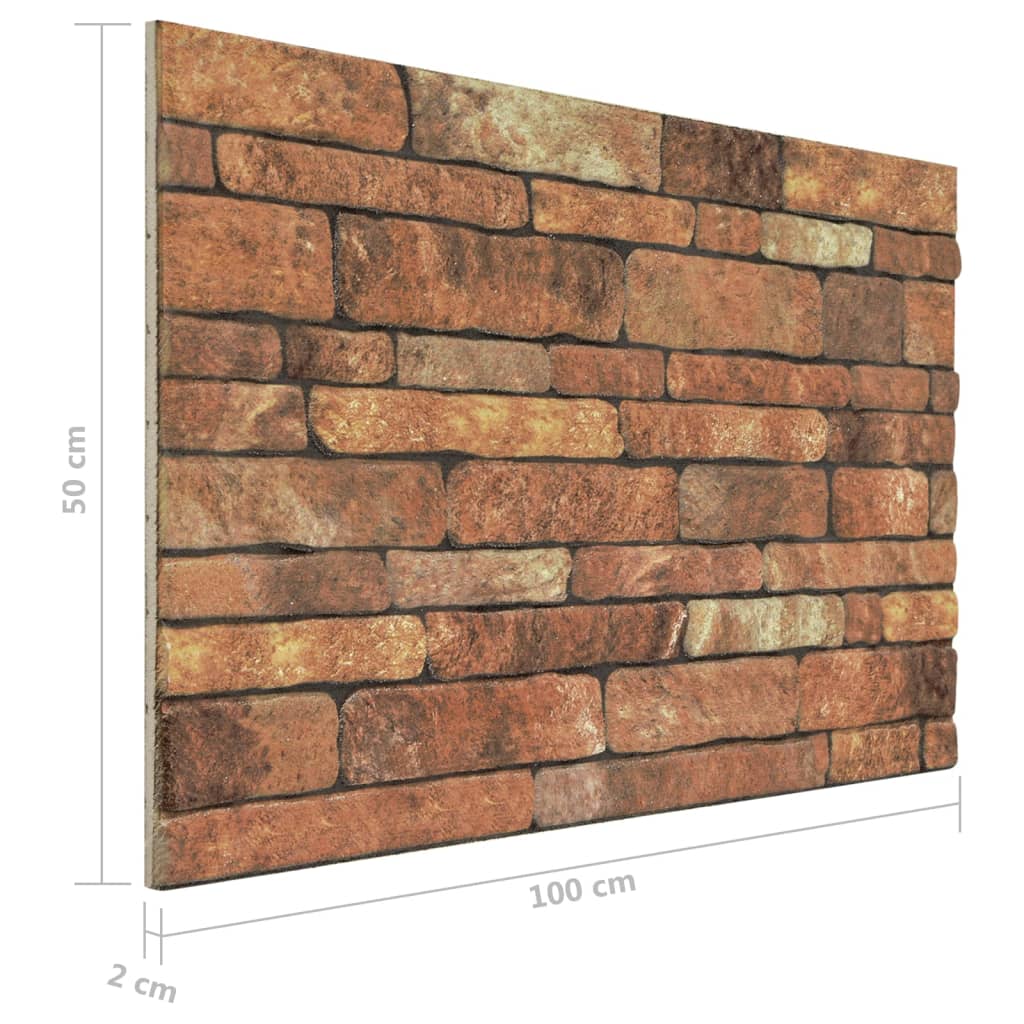 3D Wall Panels with Brown Brick Design 10 pcs EPS