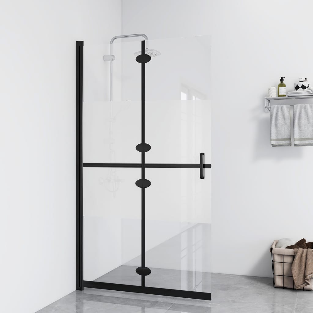 Foldable Walk-in Shower Wall Half Frosted ESG Glass 80x190 cm