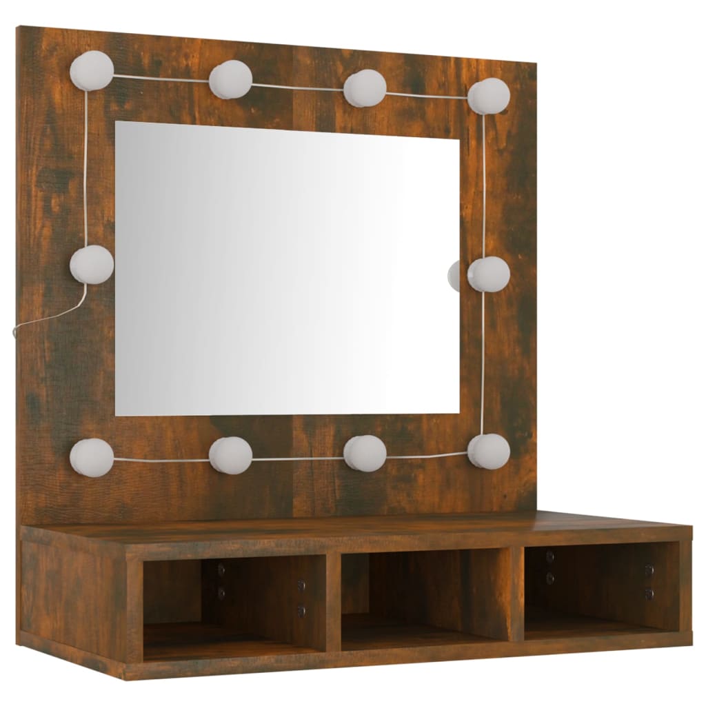 Armoire à miroir avec LED Chêne fumé 60x31,5x62 cm