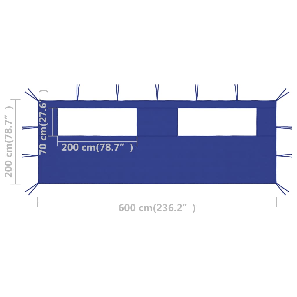 Gazebo Sidewall with Windows 6x2 m Blue