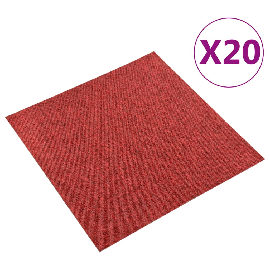 Carpet Floor Tiles 20 pcs 5 m² 50x50 cm Red