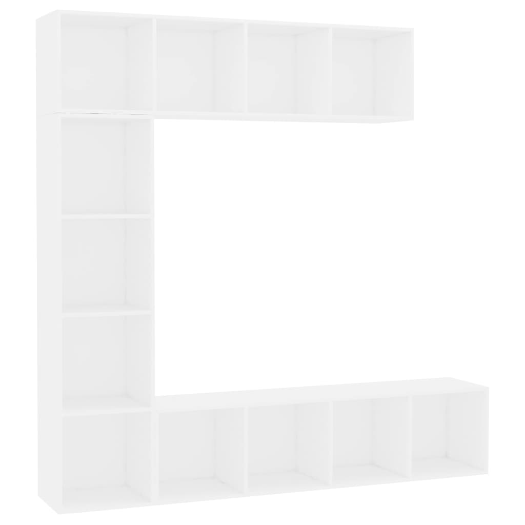 3 Piece Book/TV Cabinet Set White 180x30x180 cm