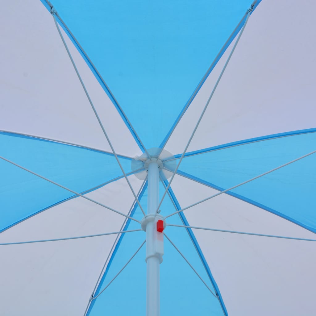 Beach Umbrella Shelter Blue and White 180 cm Fabric