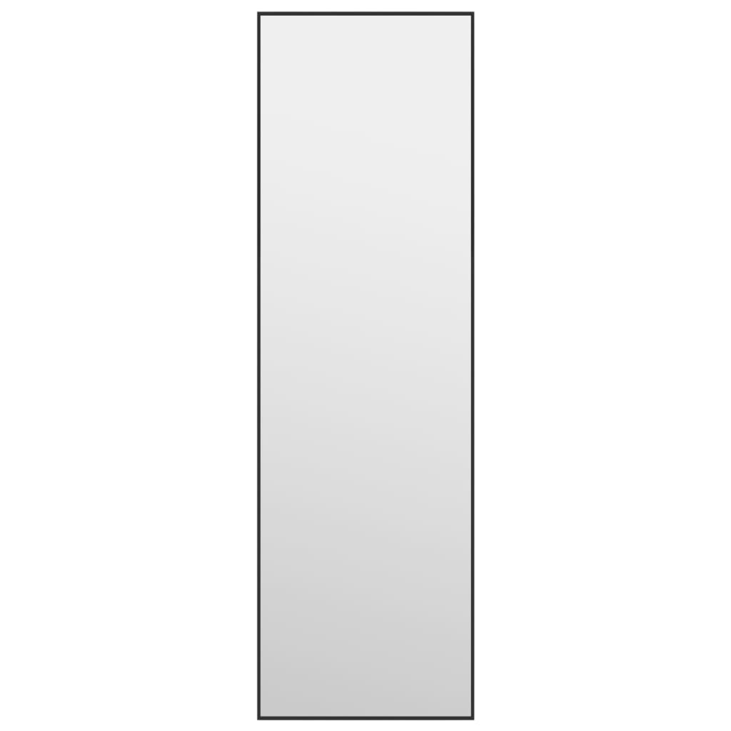 Door Mirror Black 30x100 cm Glass and Aluminium
