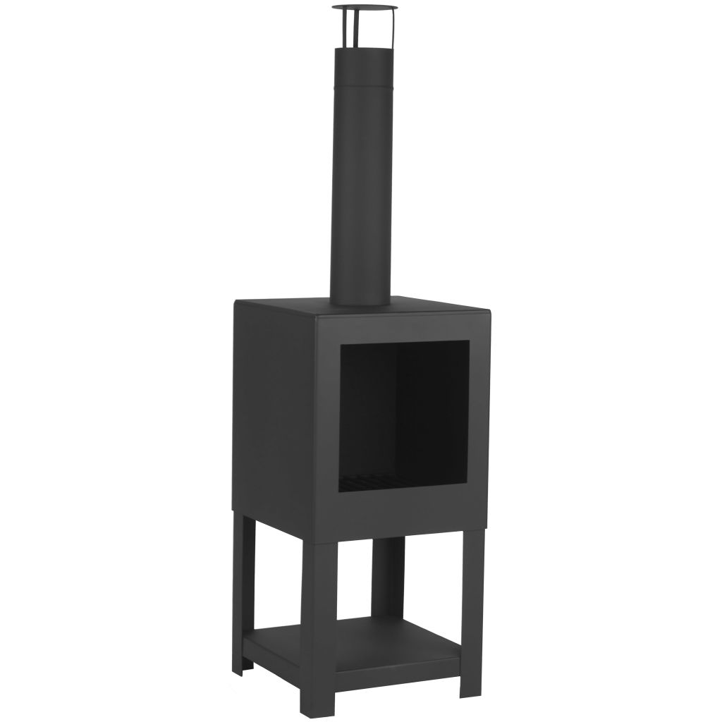 Esschert Design Outdoor Fireplace with Firewood Storage Black FF410
