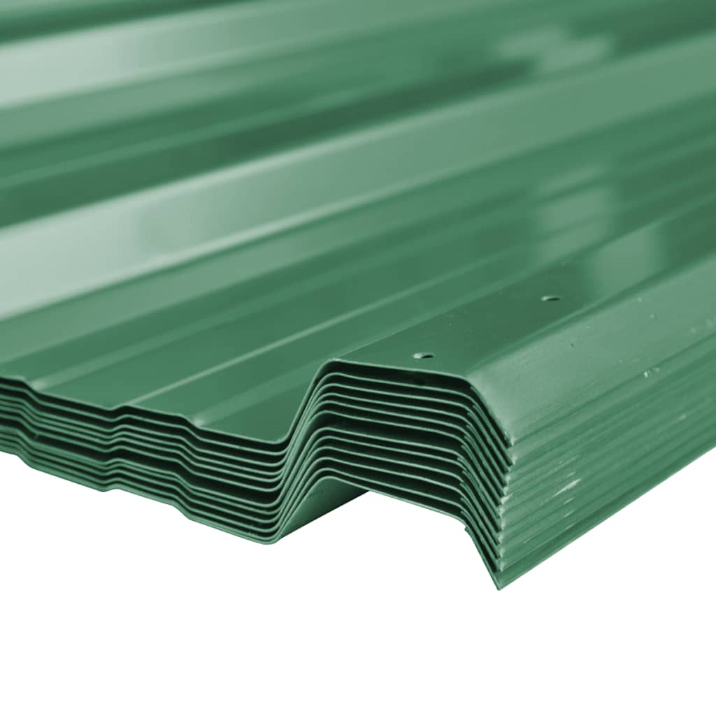 Panneau de toiture en métal vert 12 pcs 129 x 45 cm