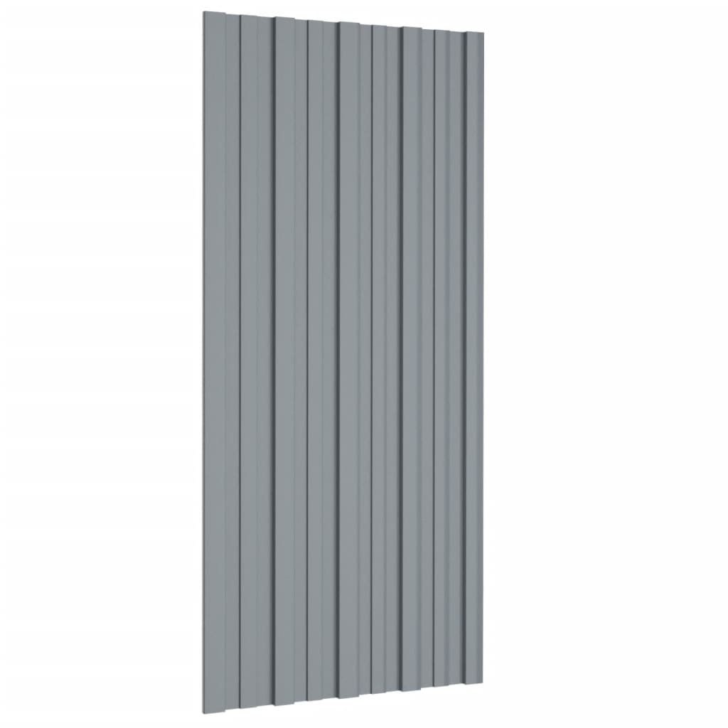 Roof Panels 12 pcs Galvanised Steel Silver 100x45 cm