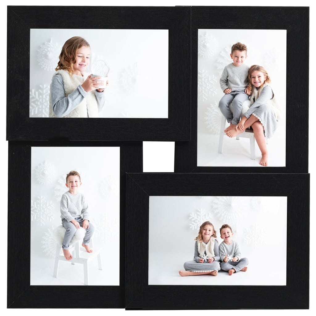 Collage Photo Frame for 4x(10x15 cm) Picture Black MDF