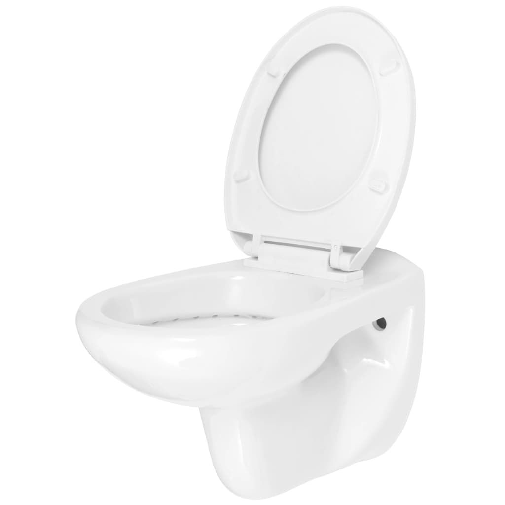 Toilette avec siège avec fermeture en douceur Céramique Blanc